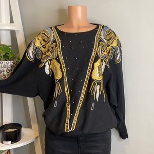 Black Silver Gold Vintage Sweater